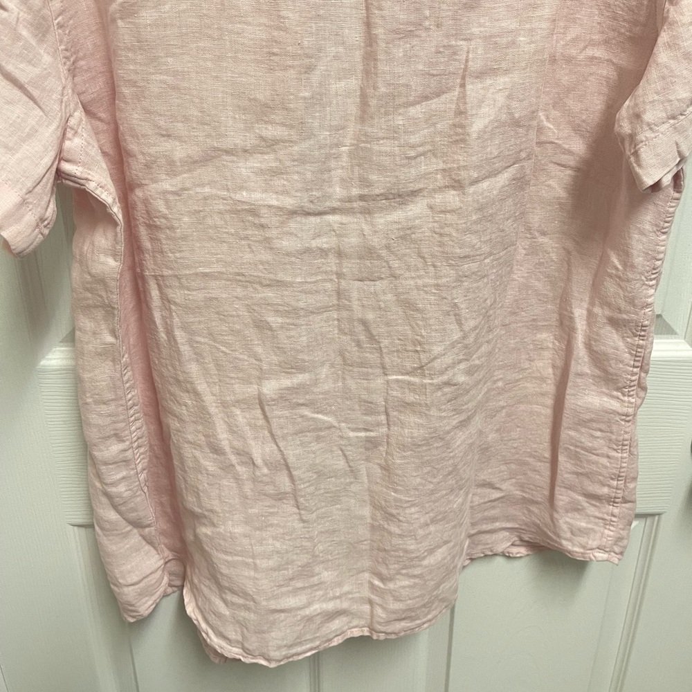 Faherty Pink Linen Short Sleeve Button Down - Picture 9 of 10